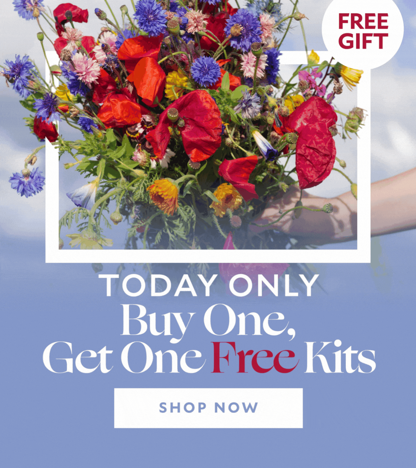 Mothers Day Bogo sell featuring a gif showcasing the kits you can purchase in this sale. Text states " Today Only Buy One Get One Free Kits treat yourself because you always treat everyone else cta : Shop Now