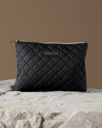 ‍Black Quilted Cosmetic Bag (100% off)