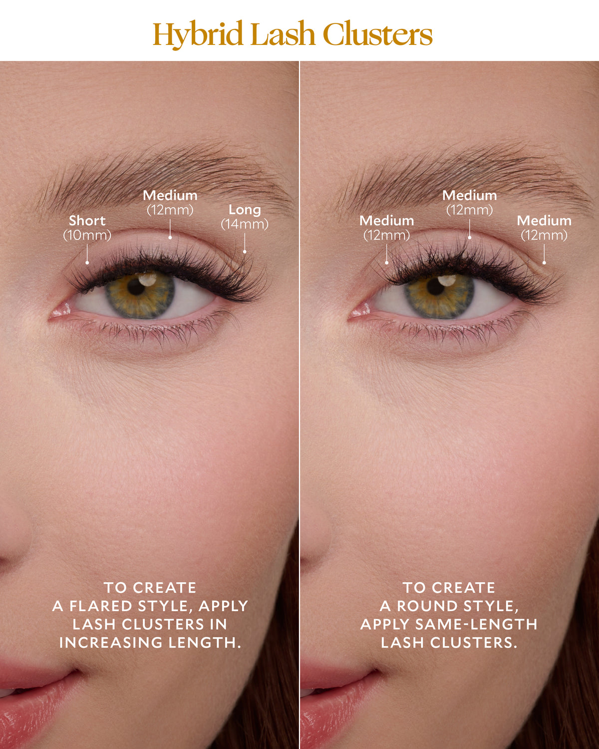 Velour DIY Lash Extensions Almond Round Flared Eyeshape size chart